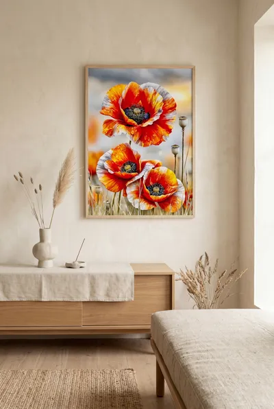 Raumansicht: Mohnblumen Flammende Botanik
